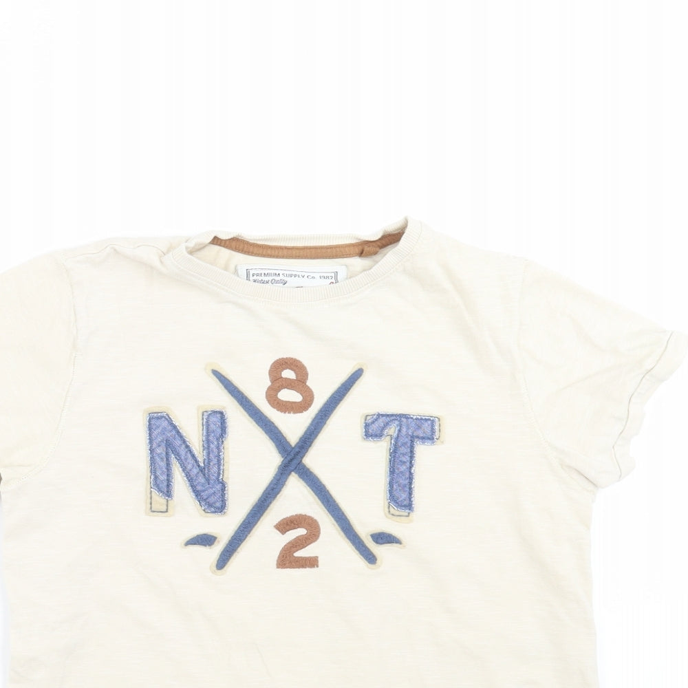 NEXT Boys Beige   Basic T-Shirt Size 9 Years  - Embroidered detail