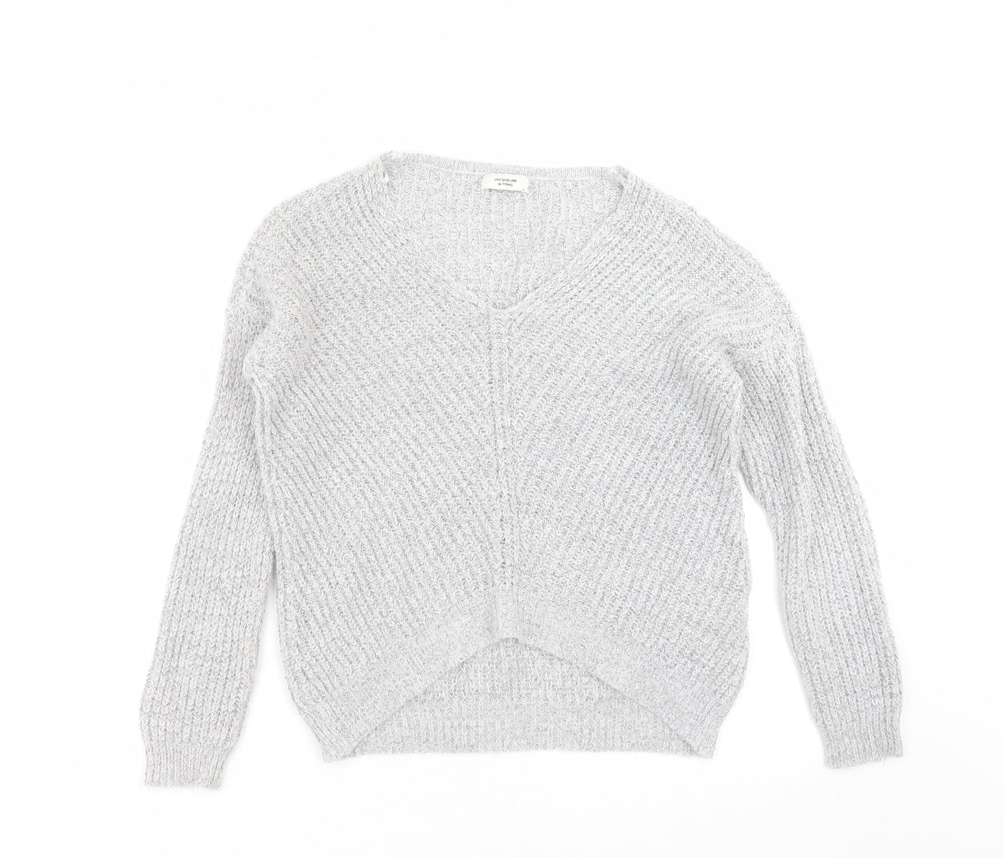 Jaqueline de Yong Womens Grey  Knit Pullover Jumper Size S