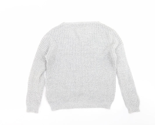 Jaqueline de Yong Womens Grey  Knit Pullover Jumper Size S