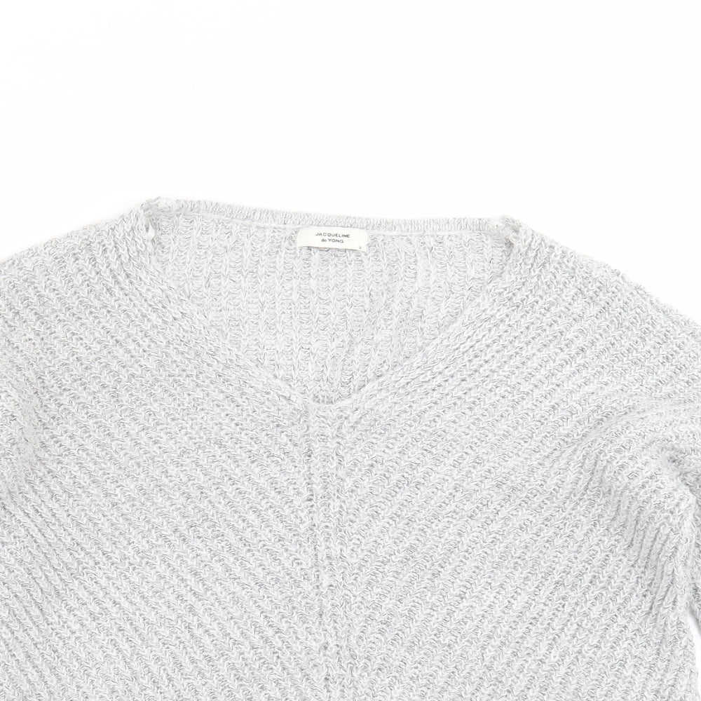 Jaqueline de Yong Womens Grey  Knit Pullover Jumper Size S