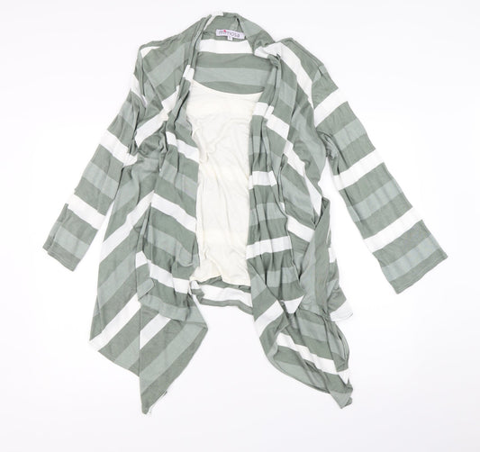 Mimosa Womens Green Striped  Basic T-Shirt Size L