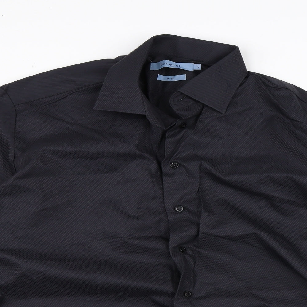 Bosweel Mens Black    Button-Up Size 14