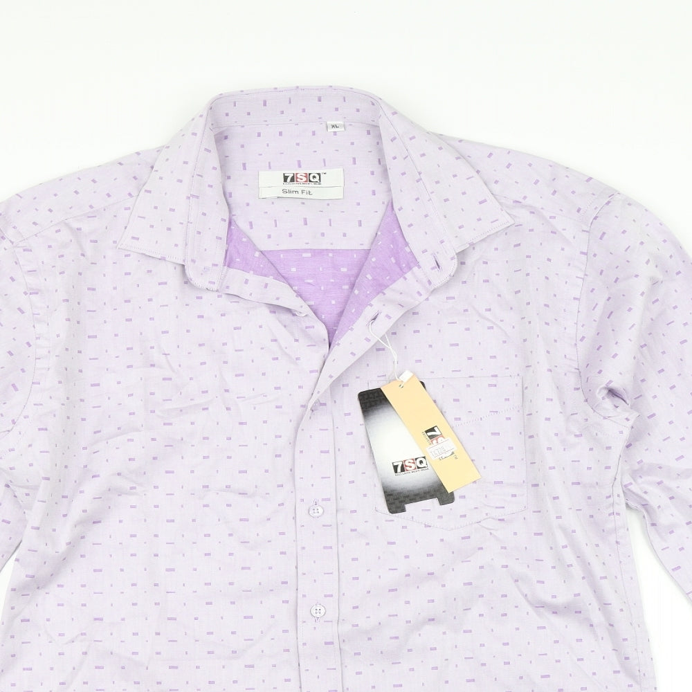 7sq Mens Purple    Button-Up Size XL