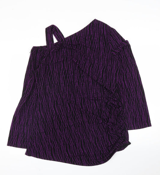 Preworn Womens Purple Striped  Basic Blouse Size XL