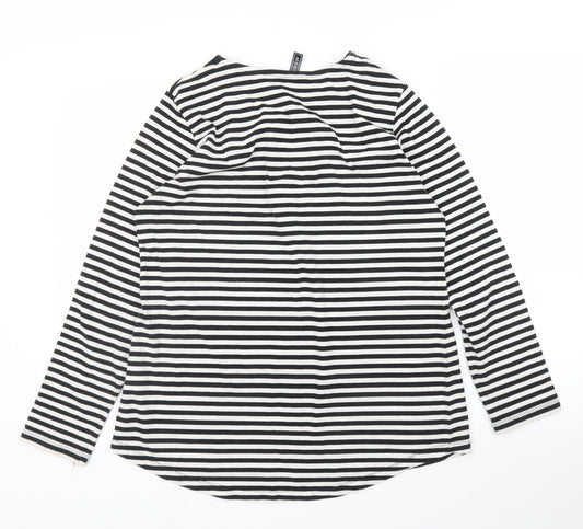 Rainbow Womens White Striped  Basic Blouse Size M