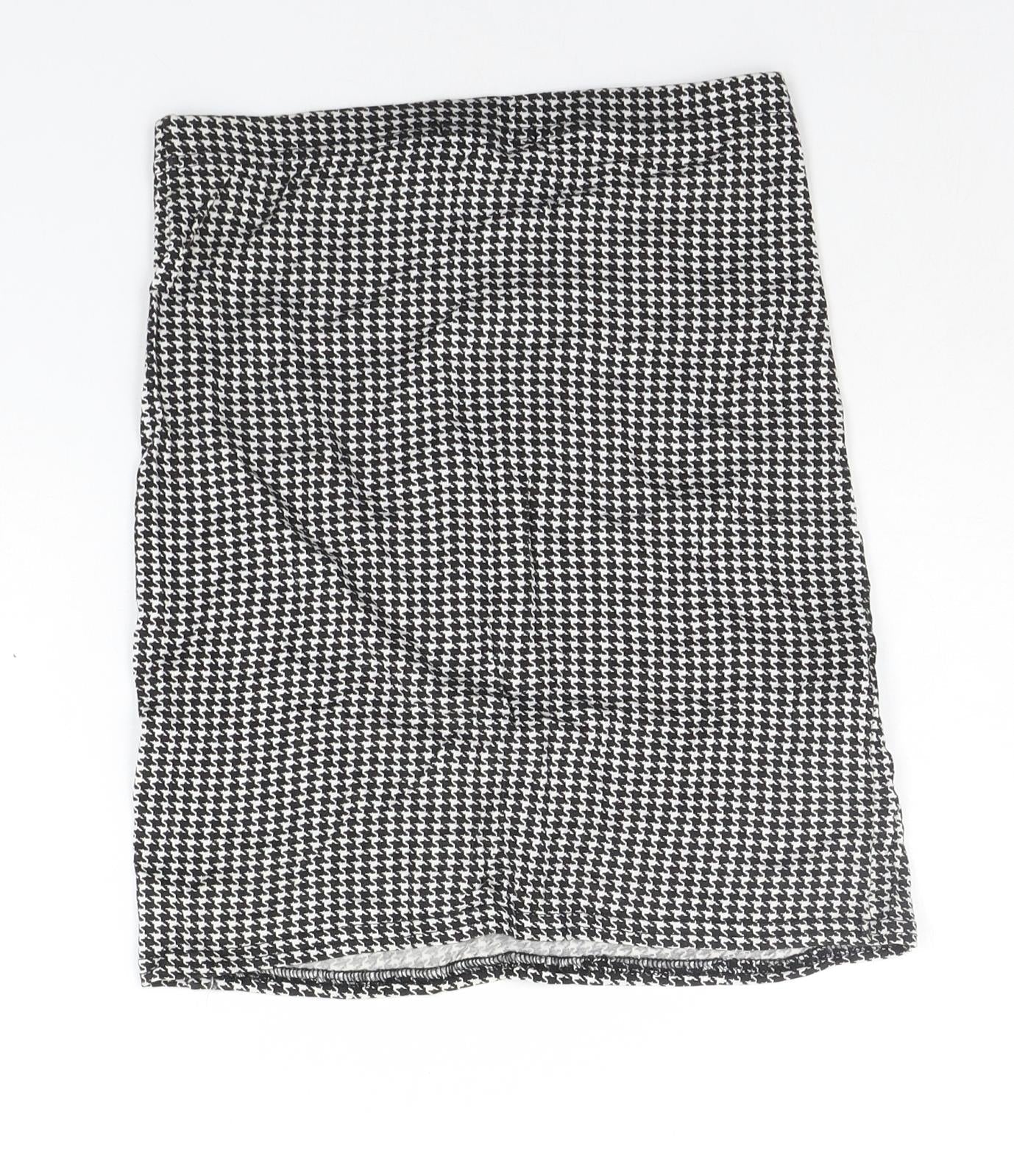 PRETTYLITTLETHING Womens Grey Check  A-Line Skirt Size 8