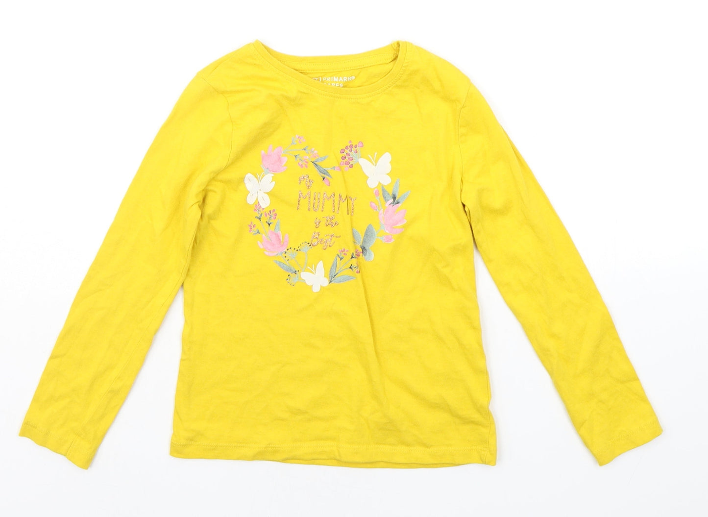 Primark Girls Yellow Houndstooth  Basic Polo Size 5-6 Years