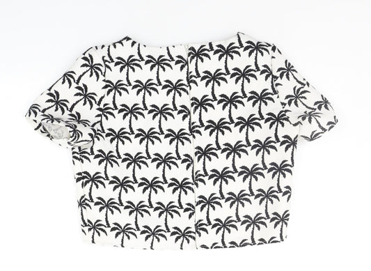 QED London Womens Silver Geometric  Basic Blouse Size M  - tress