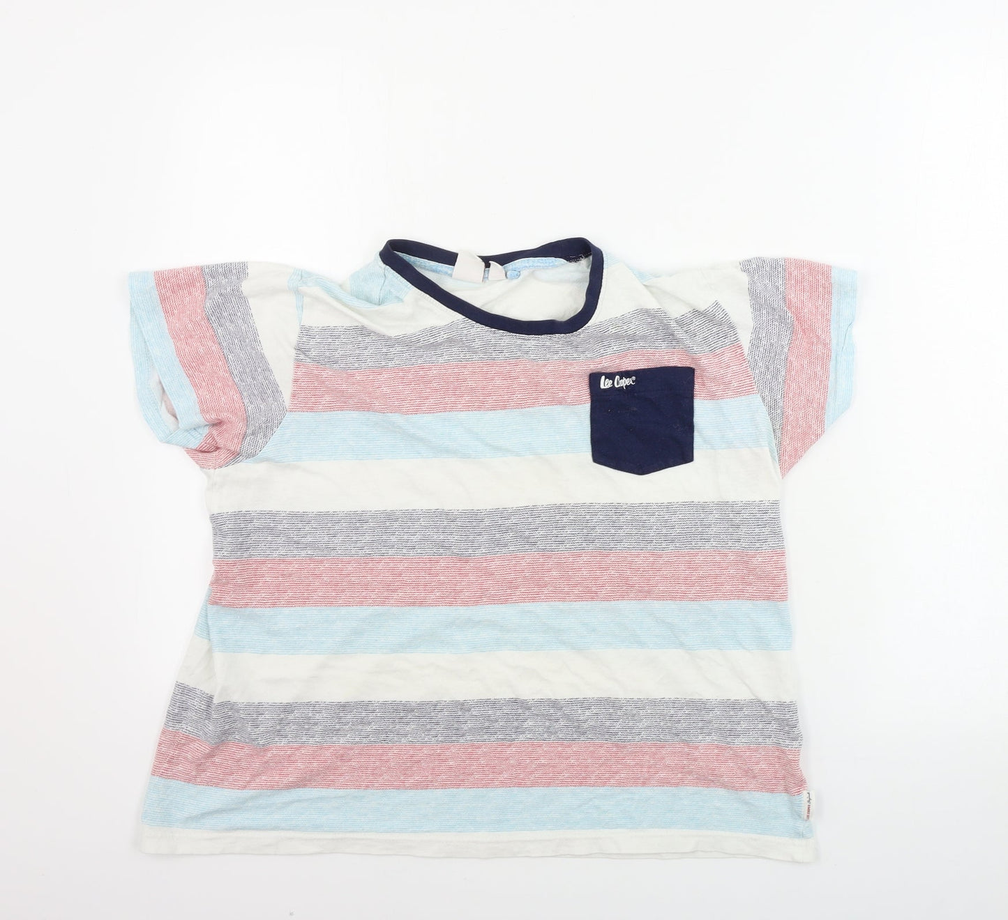 Lee Cooper Girls White Striped  Basic T-Shirt Size 13 Years