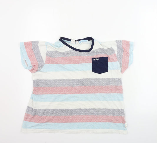 Lee Cooper Girls White Striped  Basic T-Shirt Size 13 Years