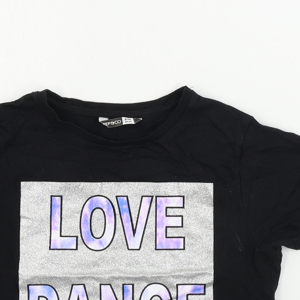 Pep&co       Girls Black   Basic T-Shirt Size 8-9 Years