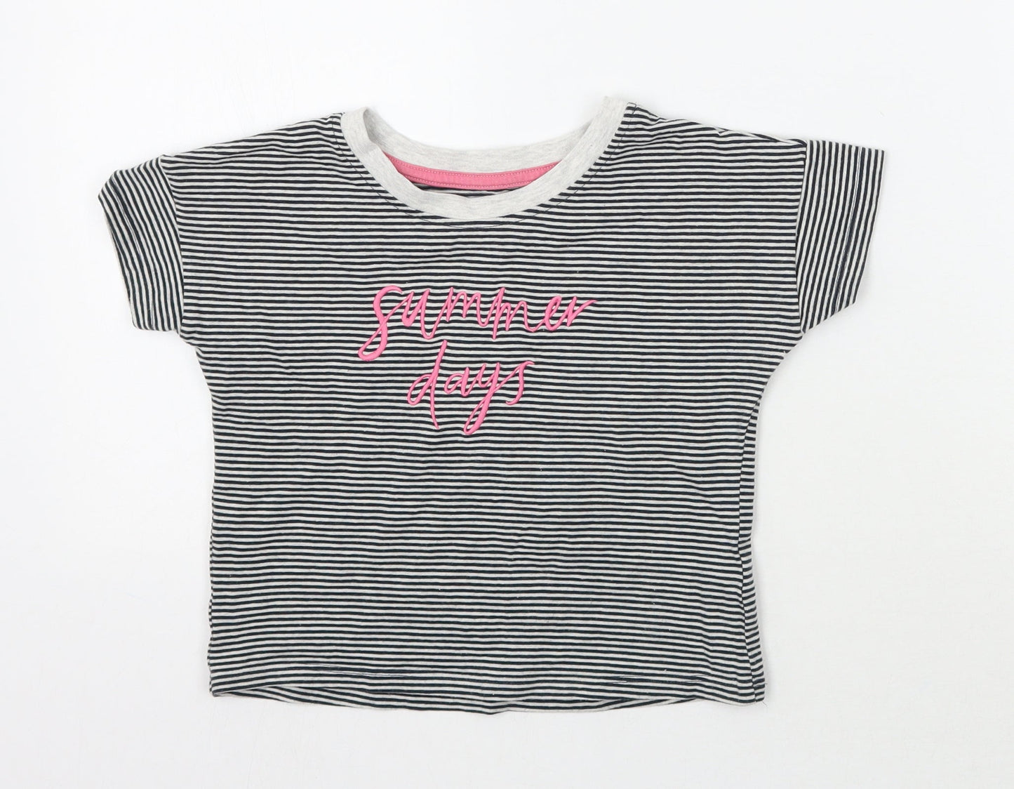 TU Girls Black Striped  Basic T-Shirt Size 6 Years