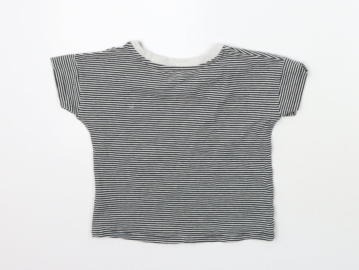 TU Girls Black Striped  Basic T-Shirt Size 6 Years