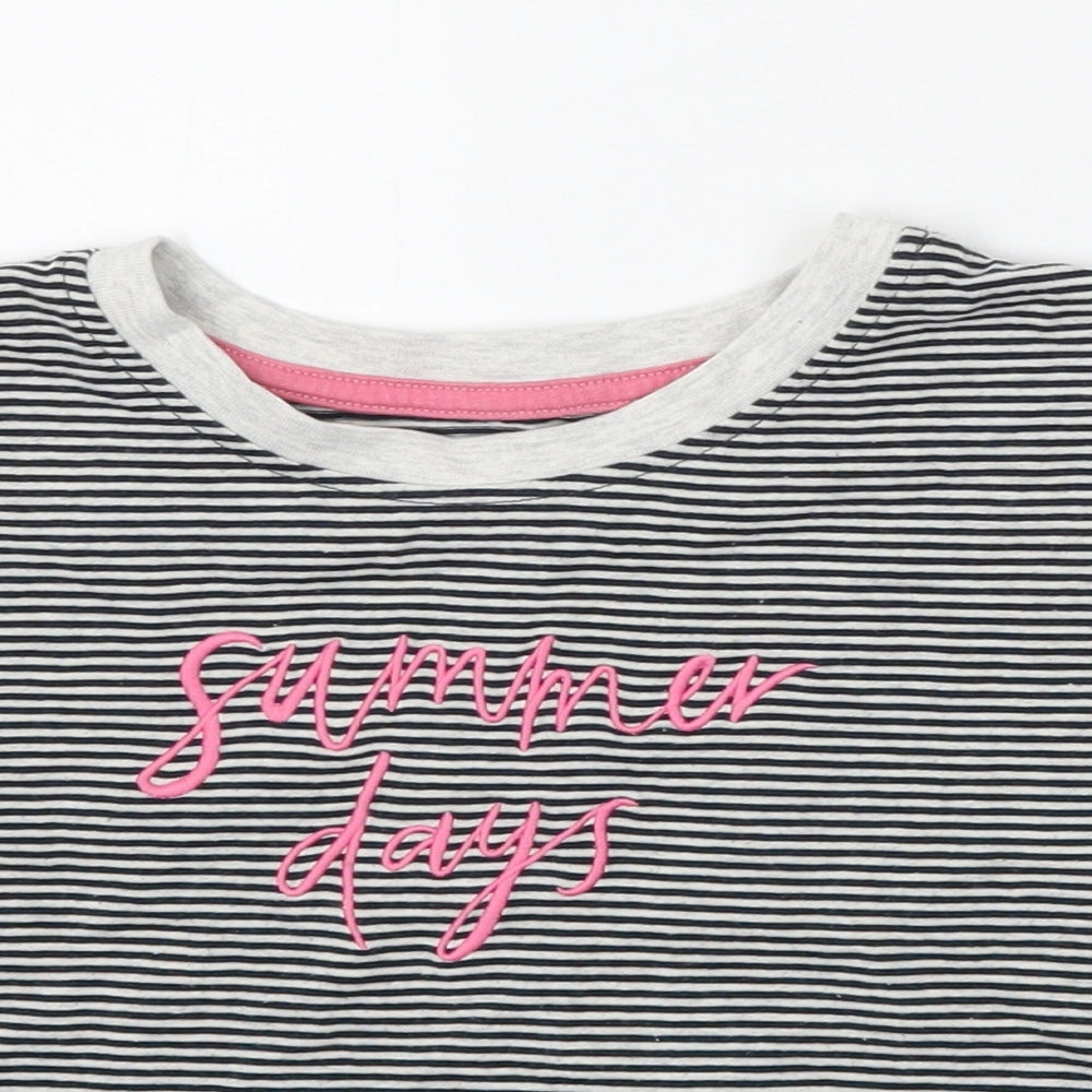 TU Girls Black Striped  Basic T-Shirt Size 6 Years