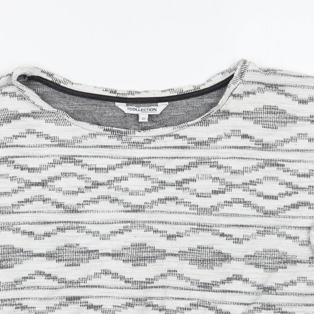 Debenhams Womens White Geometric  Pullover Jumper Size 20