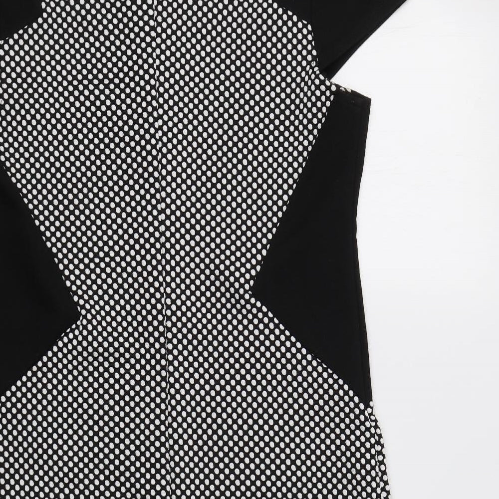 Dorothy Perkins Womens Black Polka Dot  A-Line  Size 10