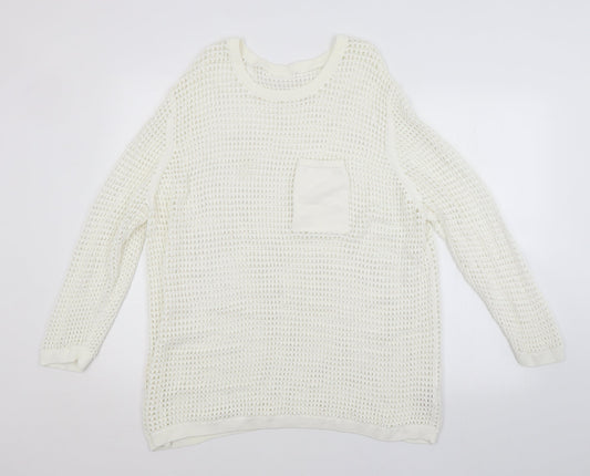 NEXT Womens White Check  Pullover Jumper Size XL