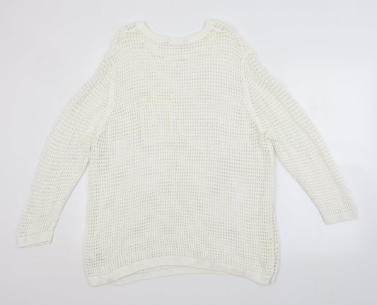NEXT Womens White Check  Pullover Jumper Size XL