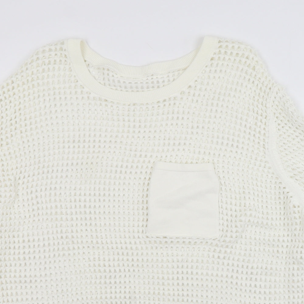 NEXT Womens White Check  Pullover Jumper Size XL