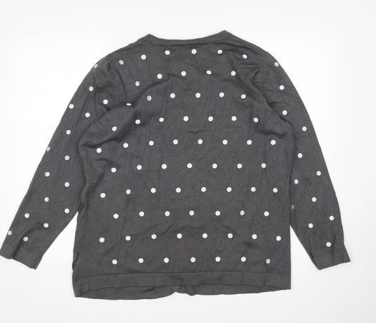 Ann Harvey Womens Grey Polka Dot  Cardigan Jumper Size S