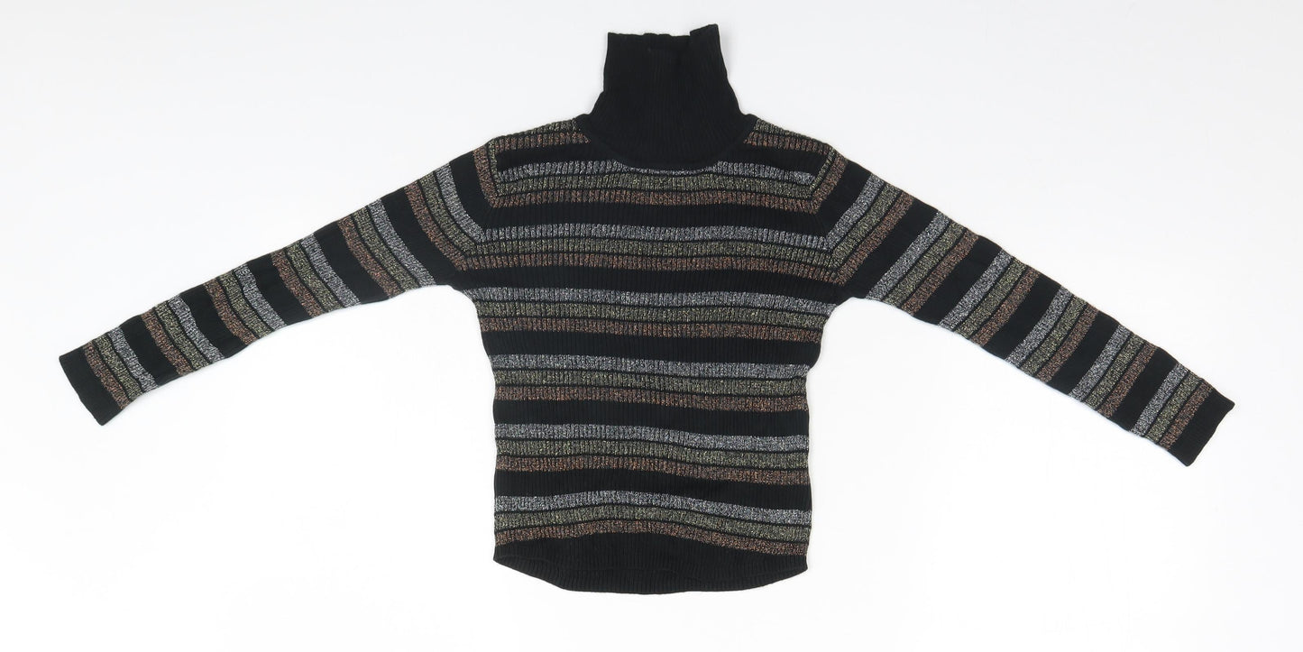 Preworn Girls Black Striped  Pullover Jumper
