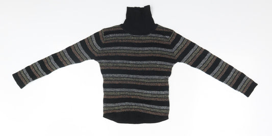 Preworn Girls Black Striped  Pullover Jumper