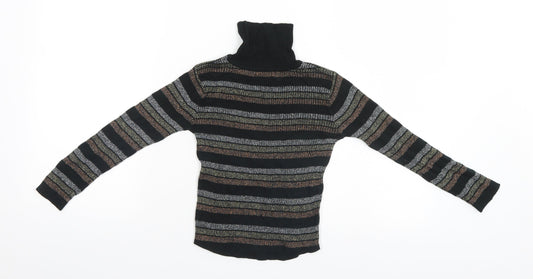 Preworn Girls Black Striped  Pullover Jumper