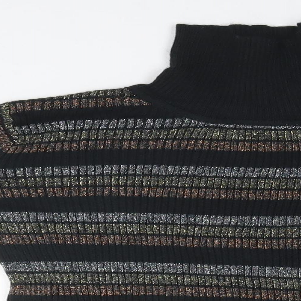 Preworn Girls Black Striped  Pullover Jumper