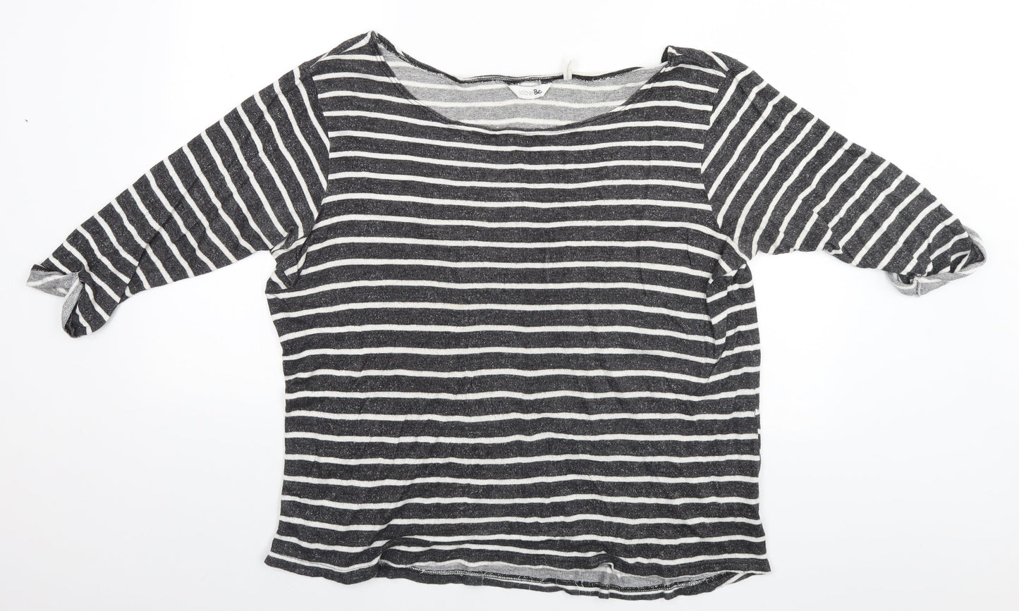 Label BE Womens Grey Striped  Basic T-Shirt Size 20