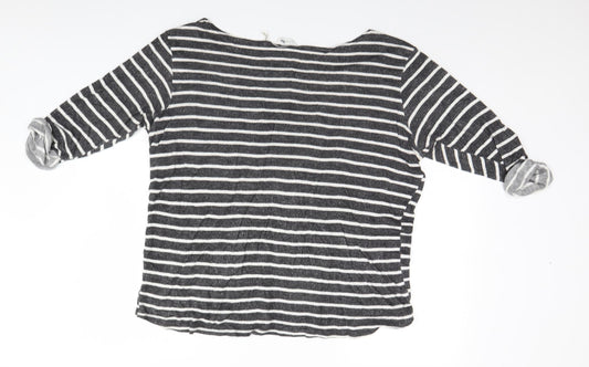 Label BE Womens Grey Striped  Basic T-Shirt Size 20