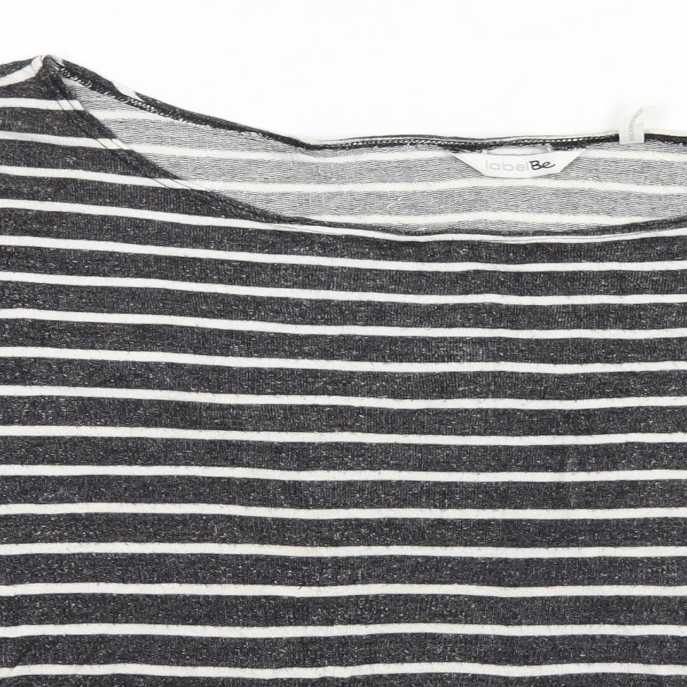 Label BE Womens Grey Striped  Basic T-Shirt Size 20