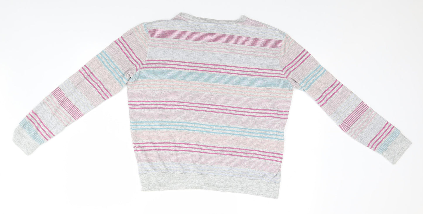 Marks and Spencer Womens Grey Striped  Pullover Jumper Size 14