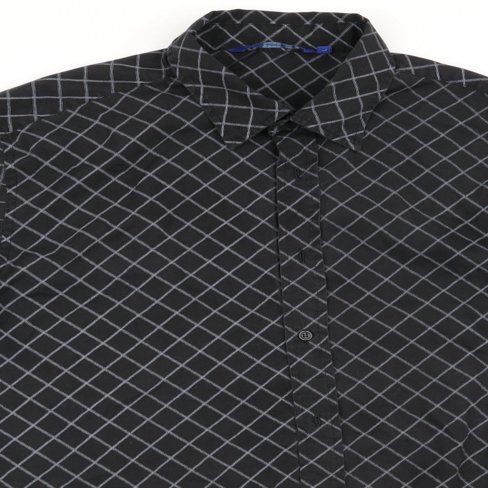 Freeport Mens Grey Check   Button-Up Size L