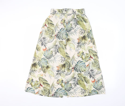 Astradivarius Womens Beige Floral  A-Line Skirt Size S
