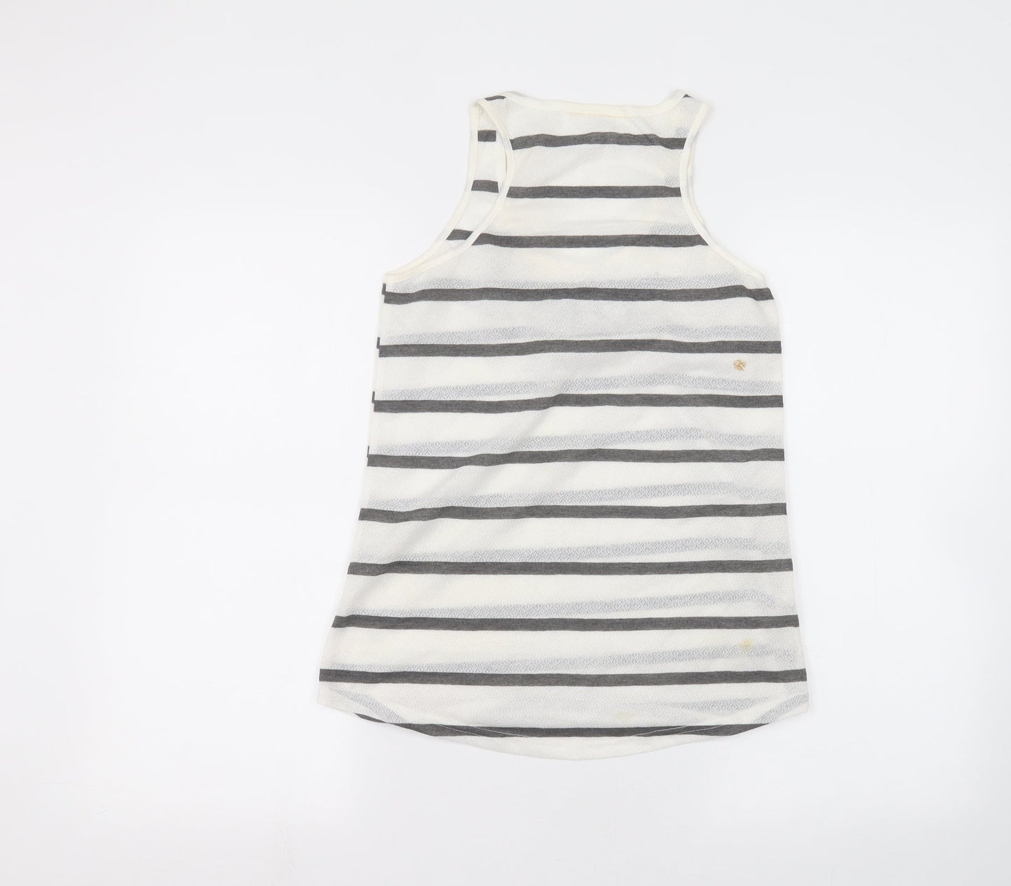 Preworn Womens White Striped  Basic T-Shirt Size S