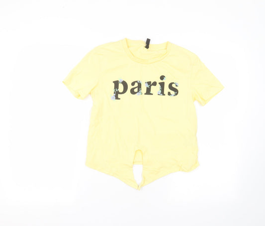 H&M Womens Yellow   Basic T-Shirt Size XS