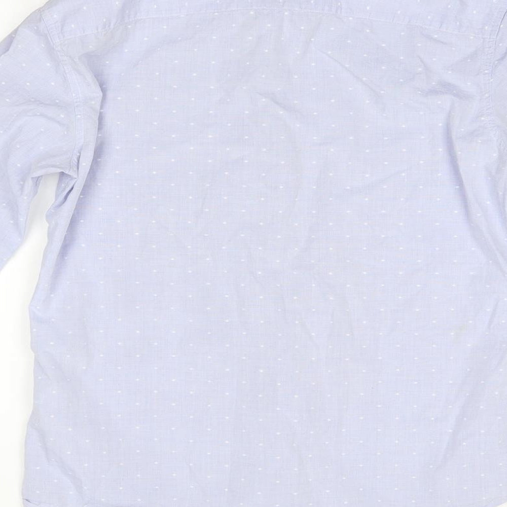 benetton Mens Blue Polka Dot   Button-Up One Size