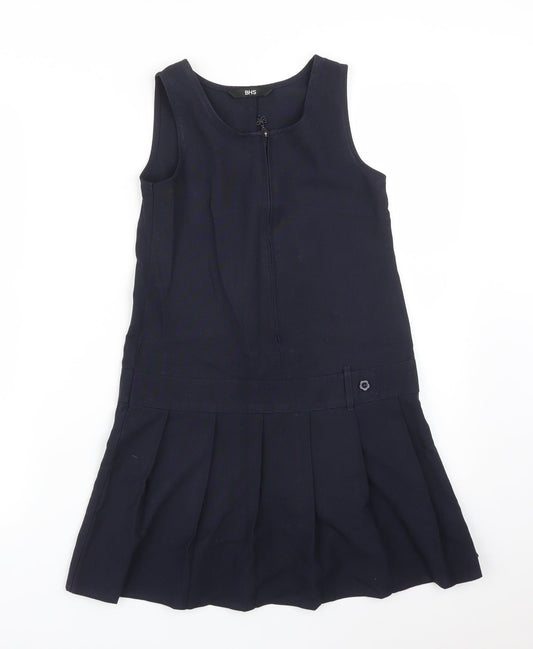 BHS Girls Blue   Pinafore/Dungaree Dress  Size 9 Years