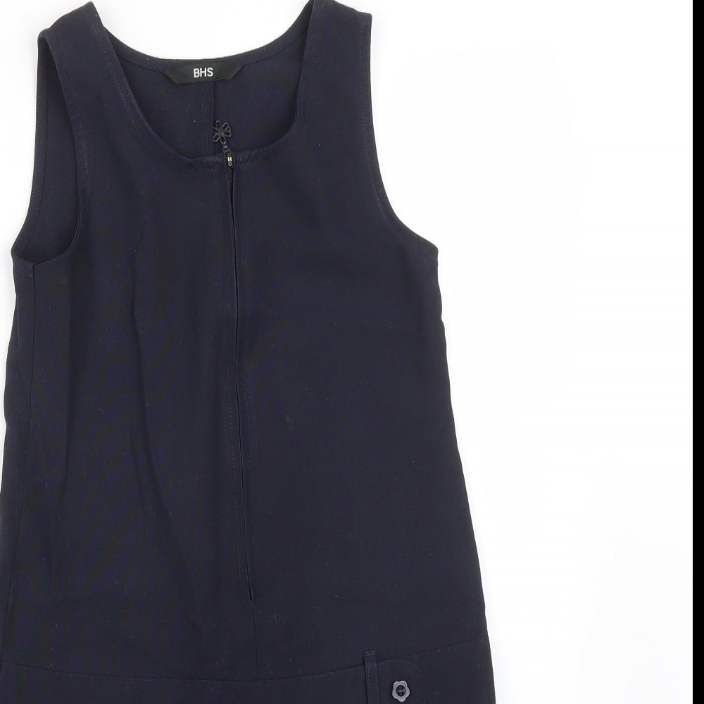 BHS Girls Blue   Pinafore/Dungaree Dress  Size 9 Years