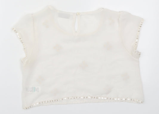 Matalan Girls White   Cropped T-Shirt Size 12 Years