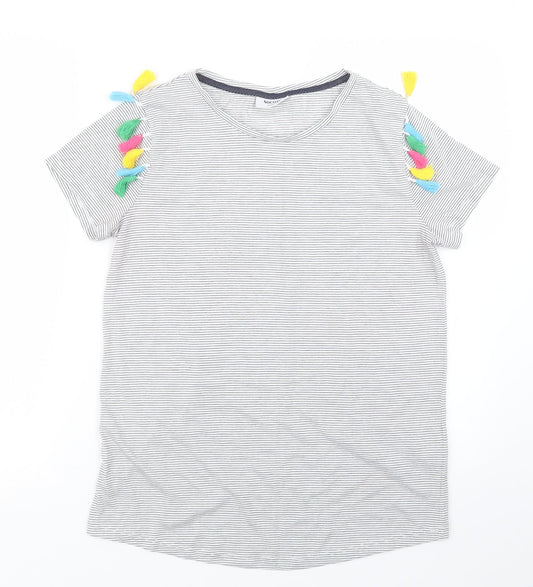 nocozo Womens Black Striped  Basic T-Shirt Size 12