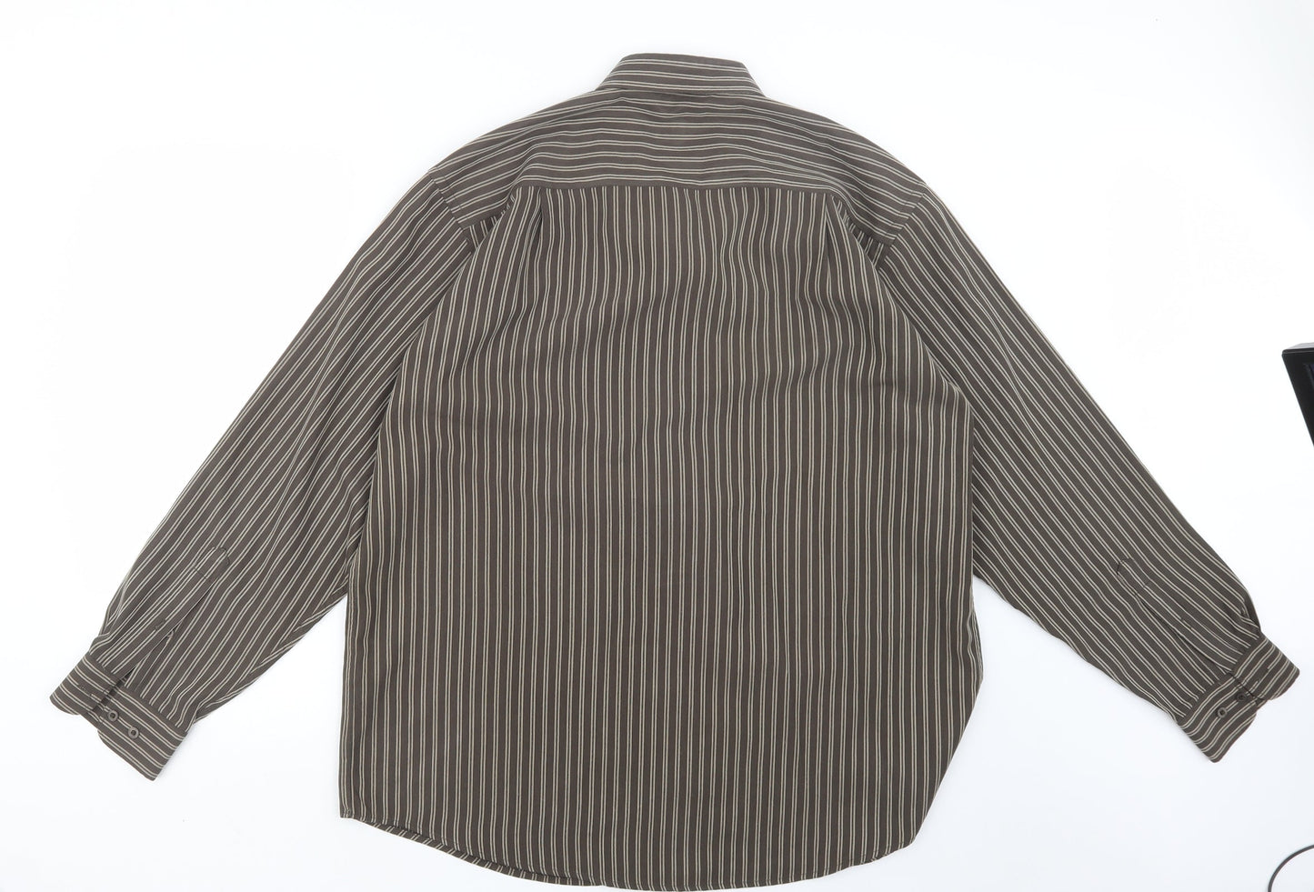 EWM Mens Brown Striped   Button-Up Size L