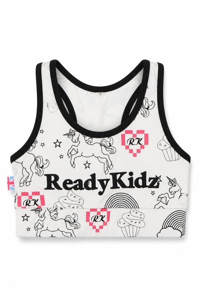 Preworn Girls White Geometric  Cropped T-Shirt Size 7 Years