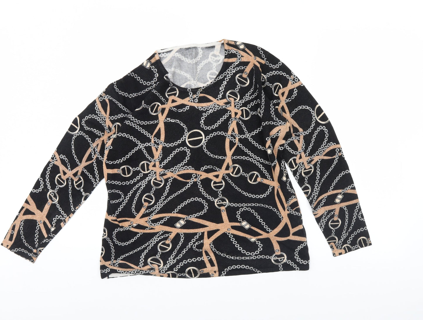 Preworn Womens Black Geometric  Pullover Jumper Size L