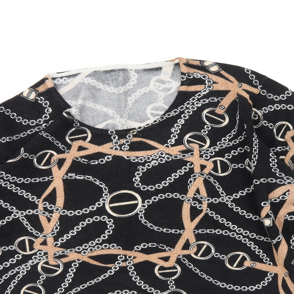 Preworn Womens Black Geometric  Pullover Jumper Size L