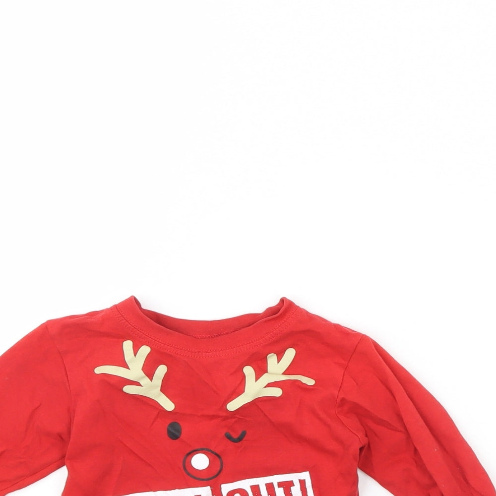 Jims jams  Boys Red Solid   Pyjama Top Size 2 Years  - Christmas