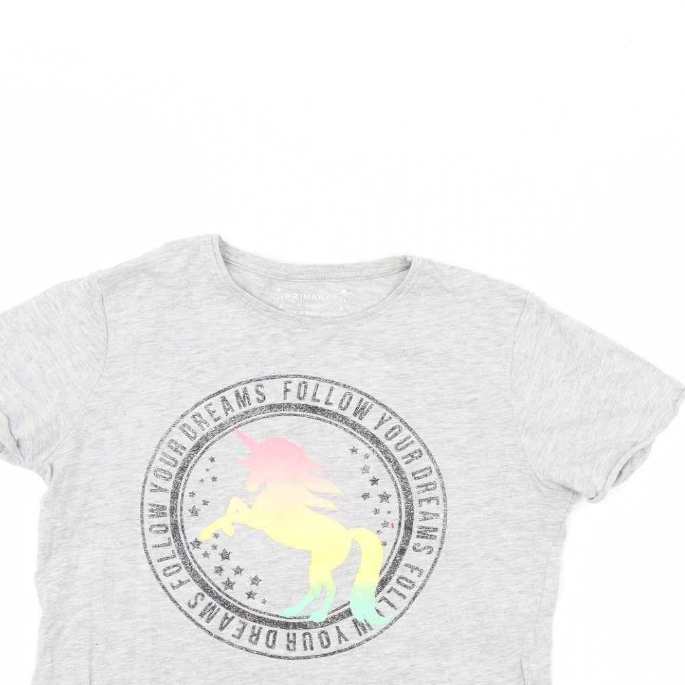 Primark Girls Grey   Basic T-Shirt Size 11 Years