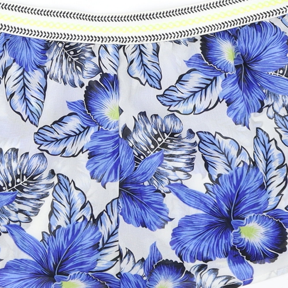 New Look Womens Blue Floral  Hot Pants Shorts Size 8