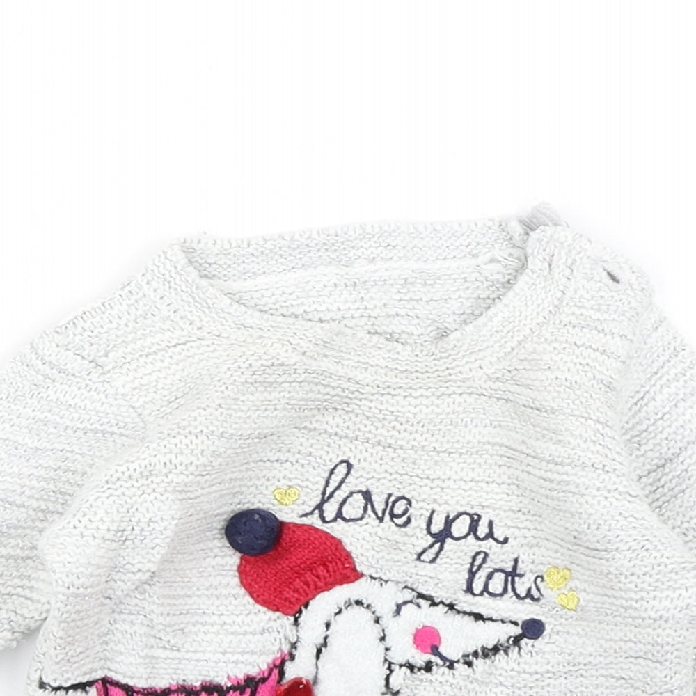 George Girls Grey  Knit Pullover Jumper Size 0-3 Months