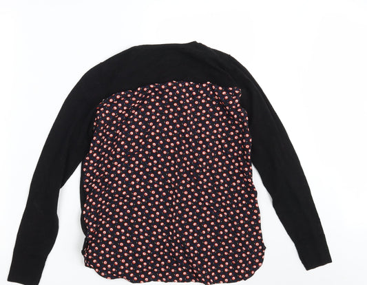 Oasis Womens Black Polka Dot  Pullover Jumper Size S